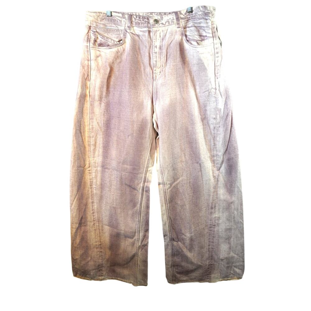 Free People CRVY Sample Wide Leg Jeans Lilac Purple Overdyed Raw Hem NWOT 33